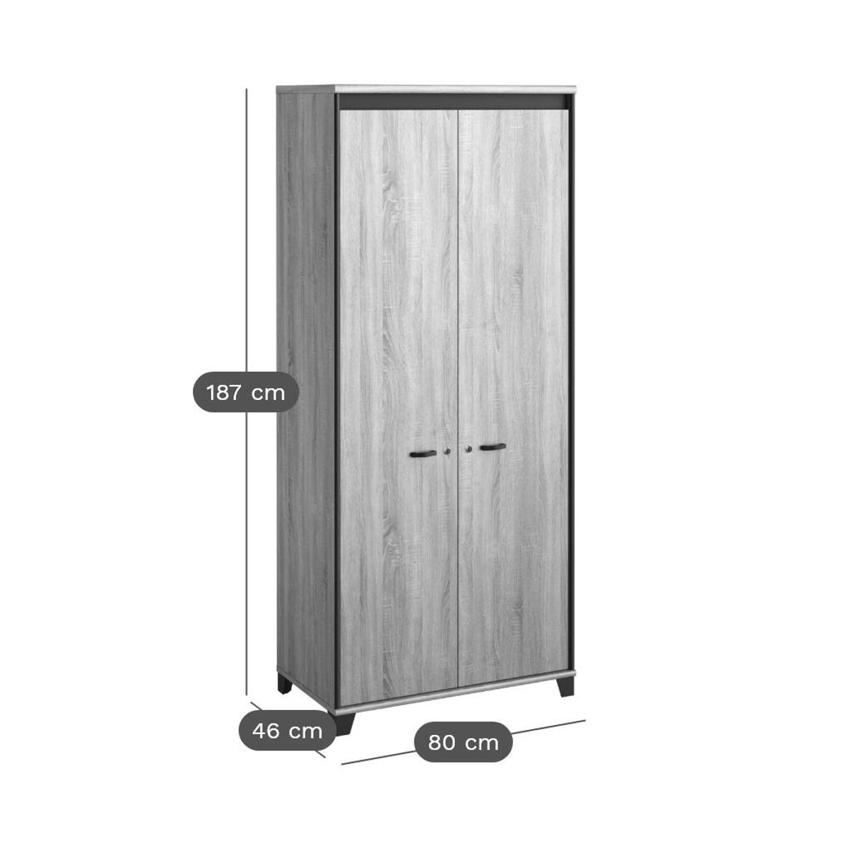 Armoire 2 portes solide & spacieuse MAMBO beige, GAMI