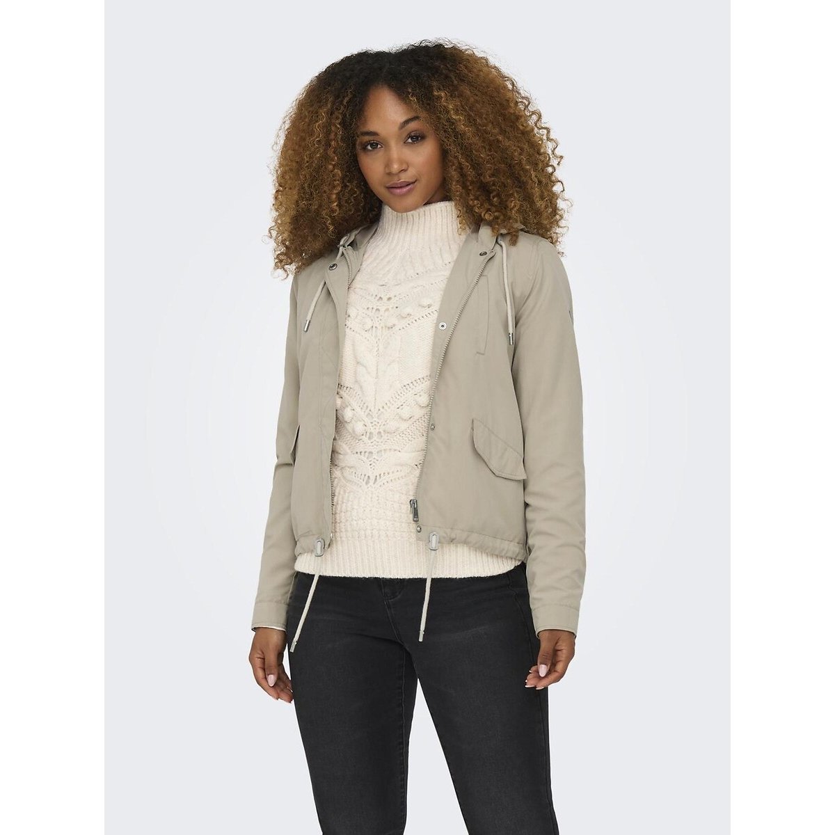 Parka à capuche taupe clair, ONLY