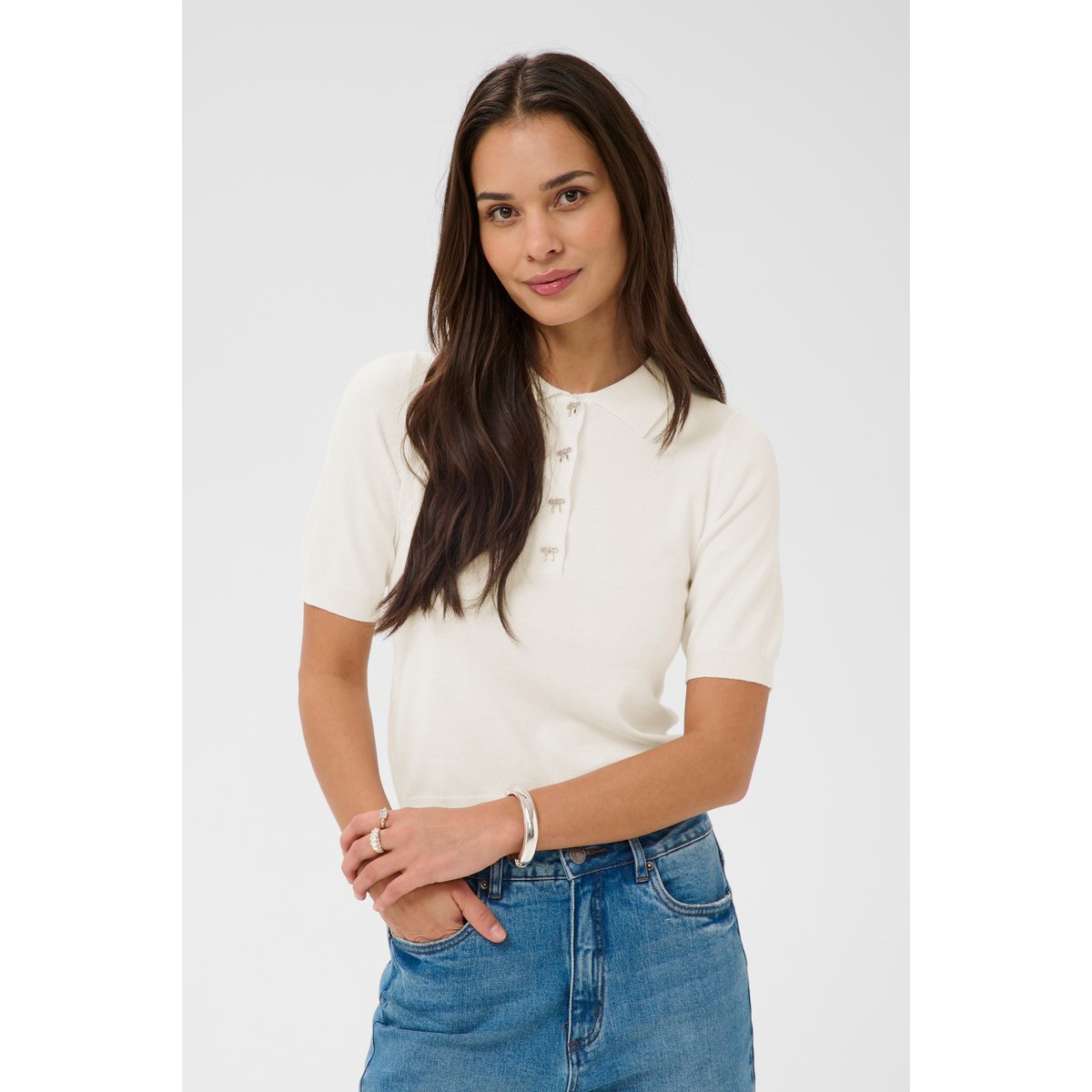 Pullover tricoté blanc, KAFFE