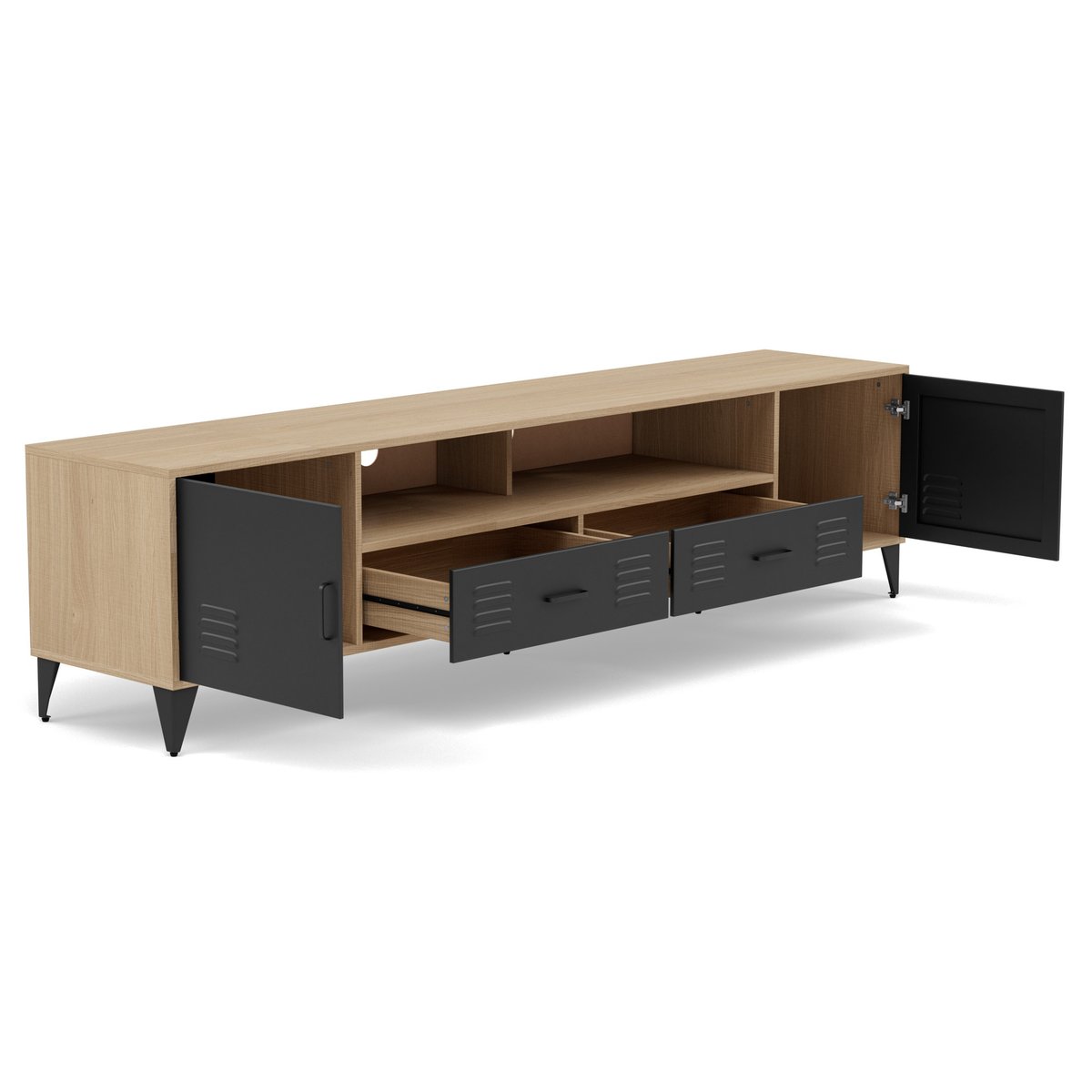Meuble TV - TRIBECA bois / noir, LISA DESIGN