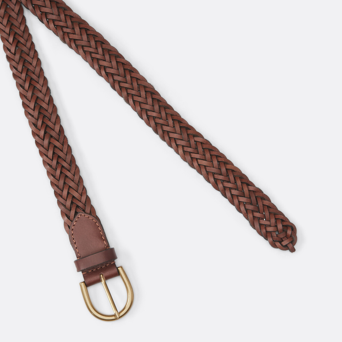 Ceinture en cuir tressé à boucle métal marron, LA REDOUTE COLLECTIONS