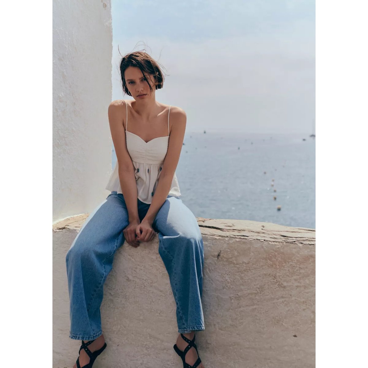 Top détail perles blanc cassé, MANGO TEEN