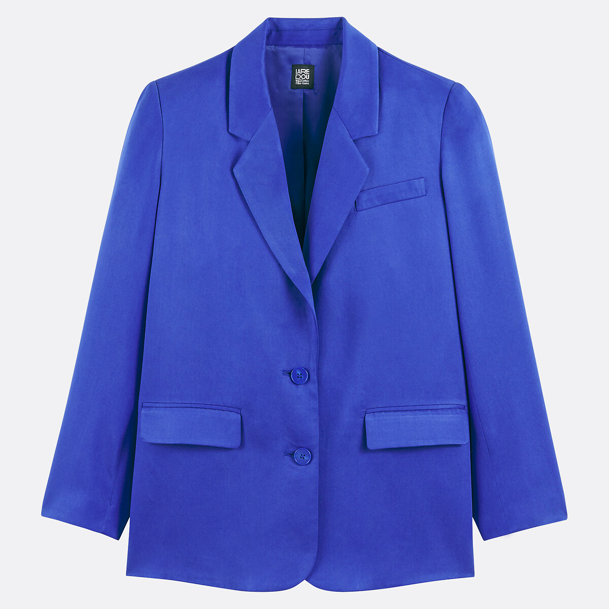 Blazer long coupe droite en TENCEL™ bleu électrique, LA REDOUTE COLLECTIONS