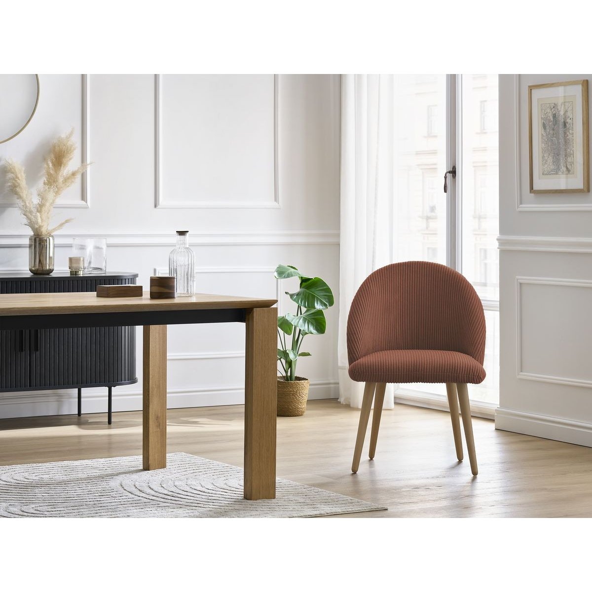 Lot de 4 chaises velours côtelé, LALIE multicolore 2, BOBOCHIC