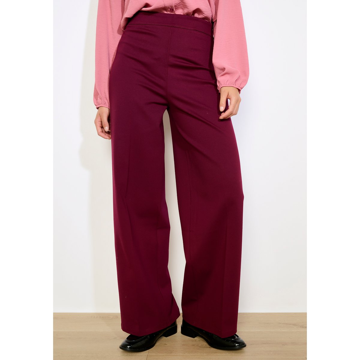 Pantalon évasé chic aubergine, LOLALIZA