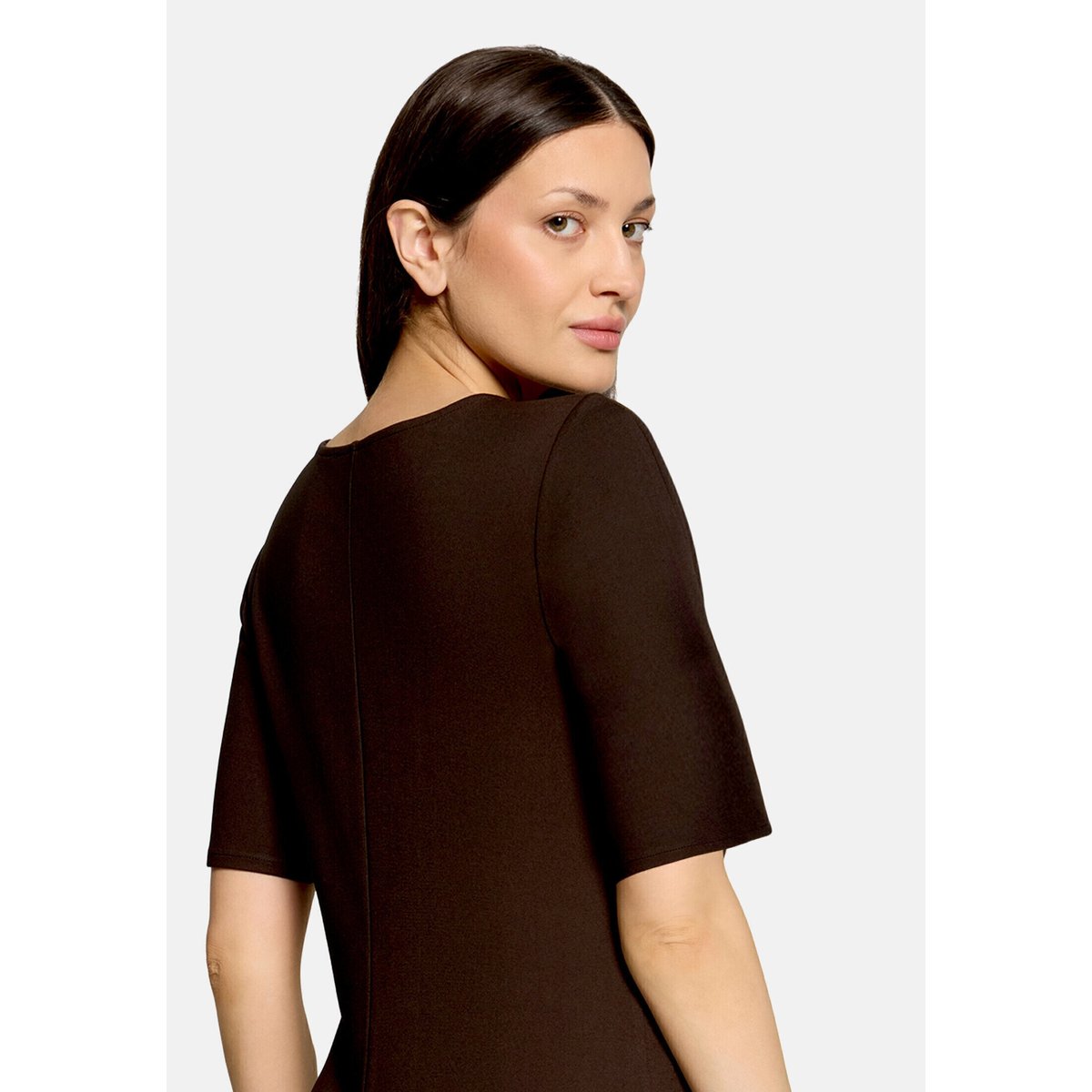 Robe longueur midi à fronce marron foncé, CARTOON