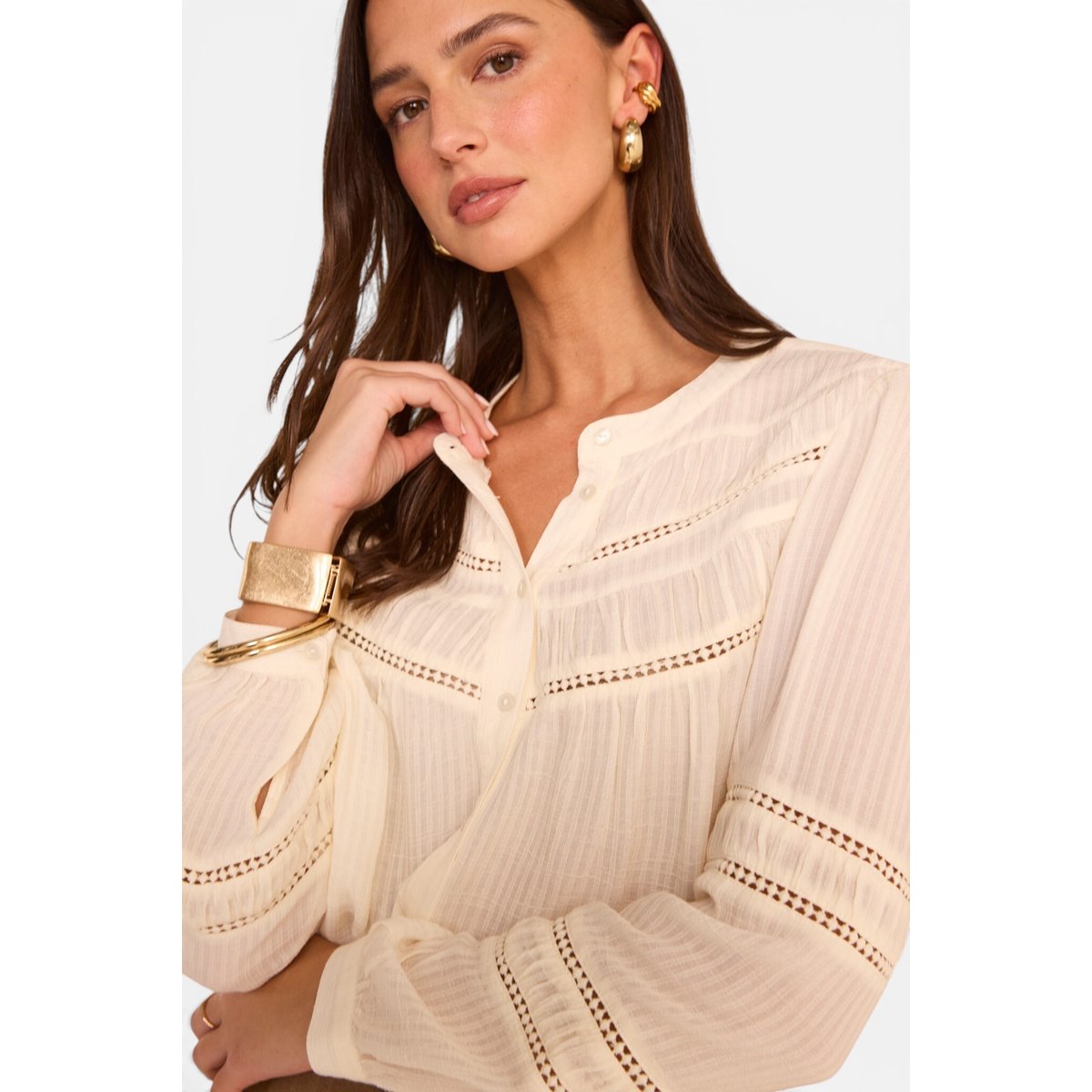 Blouse brodée à manches longues MAYA creme, Maison 123