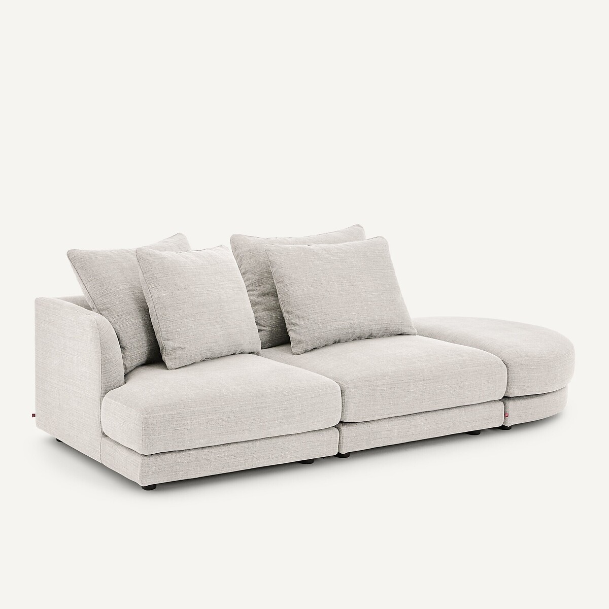 Linkes Sofa-Halbmodul, modular, aus Baumwolle und Leinen, TIBERIO beige, AM.PM