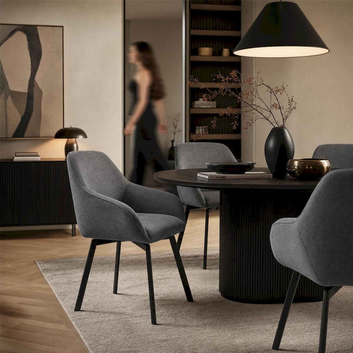 Chaise pivotante MAPPLER avec accoudoirs anthracite, RECOLLECTION