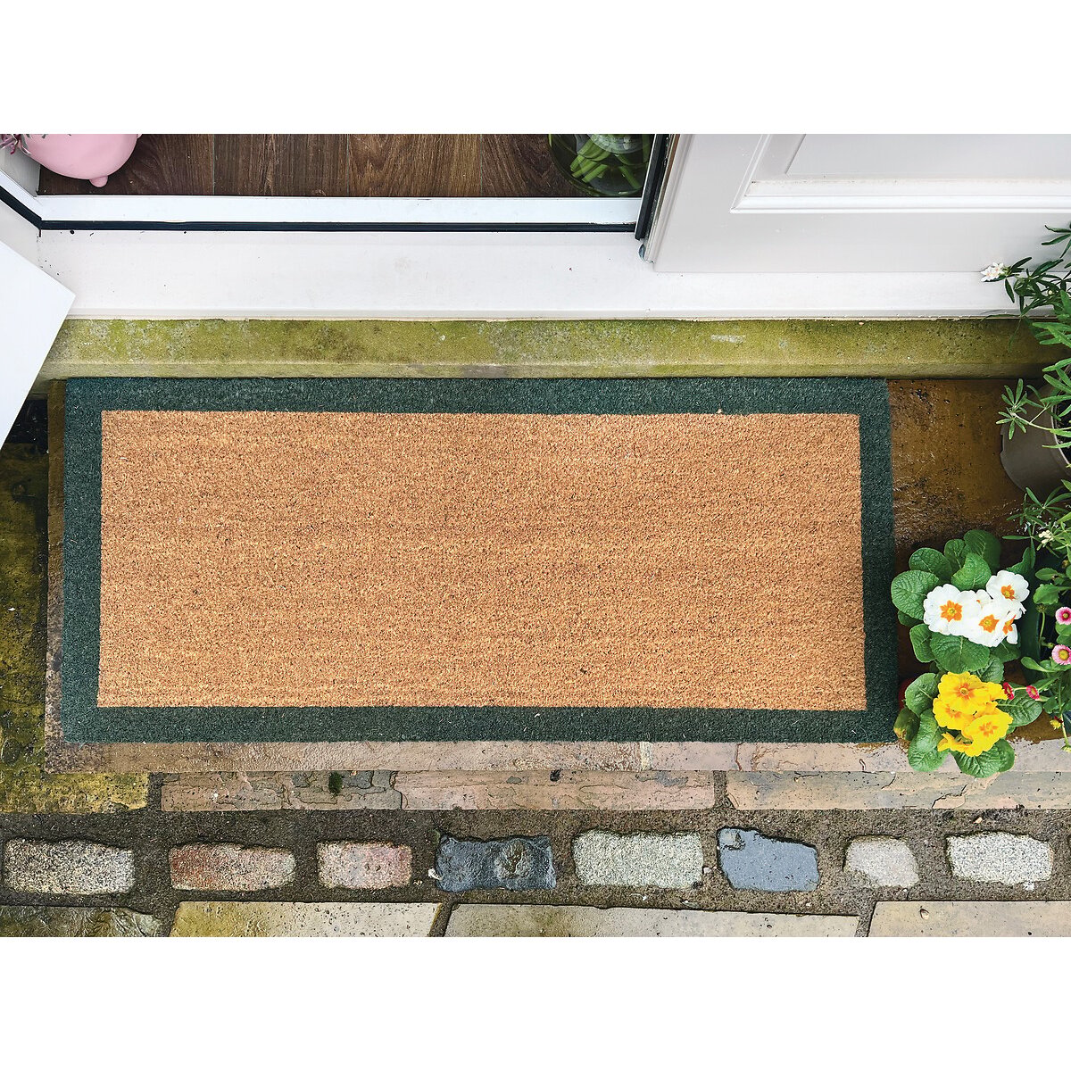 Green Border Runner 55x125cm green/natural, MY MAT