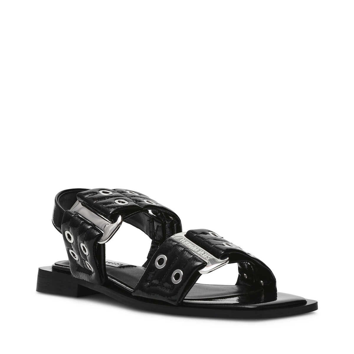 Saria-E Square-Toed Sandals black patent, STEVE MADDEN