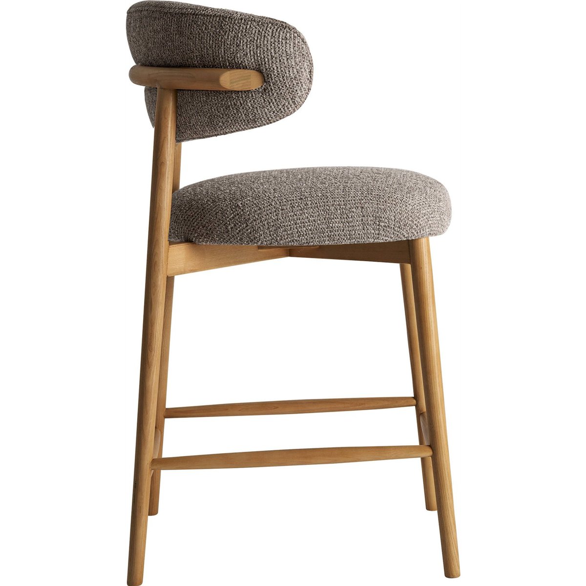 Tabouret de bar collection S.ERLEC taupe et bois clair, RECOLLECTION