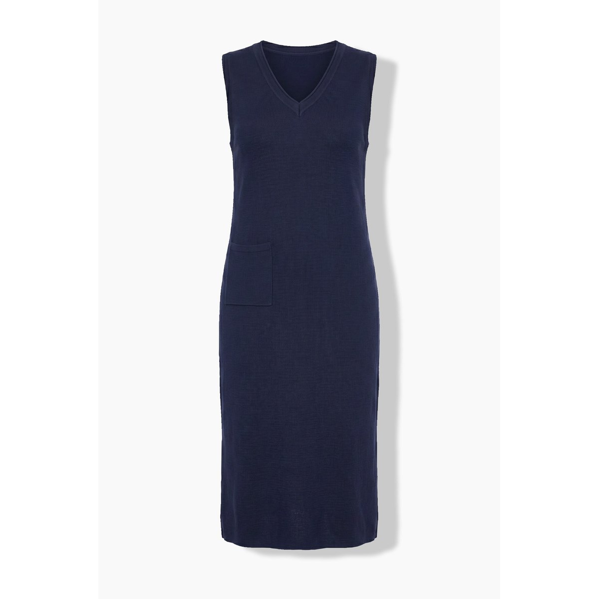 Robe en maille sans manches, bords roulottés marine, ULLA POPKEN