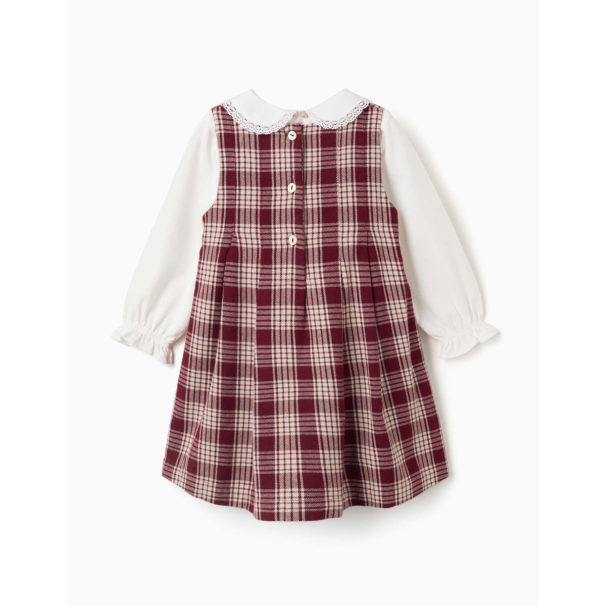 T-shirt en coton + robe à carreaux You&Me rouge foncé, ZIPPY