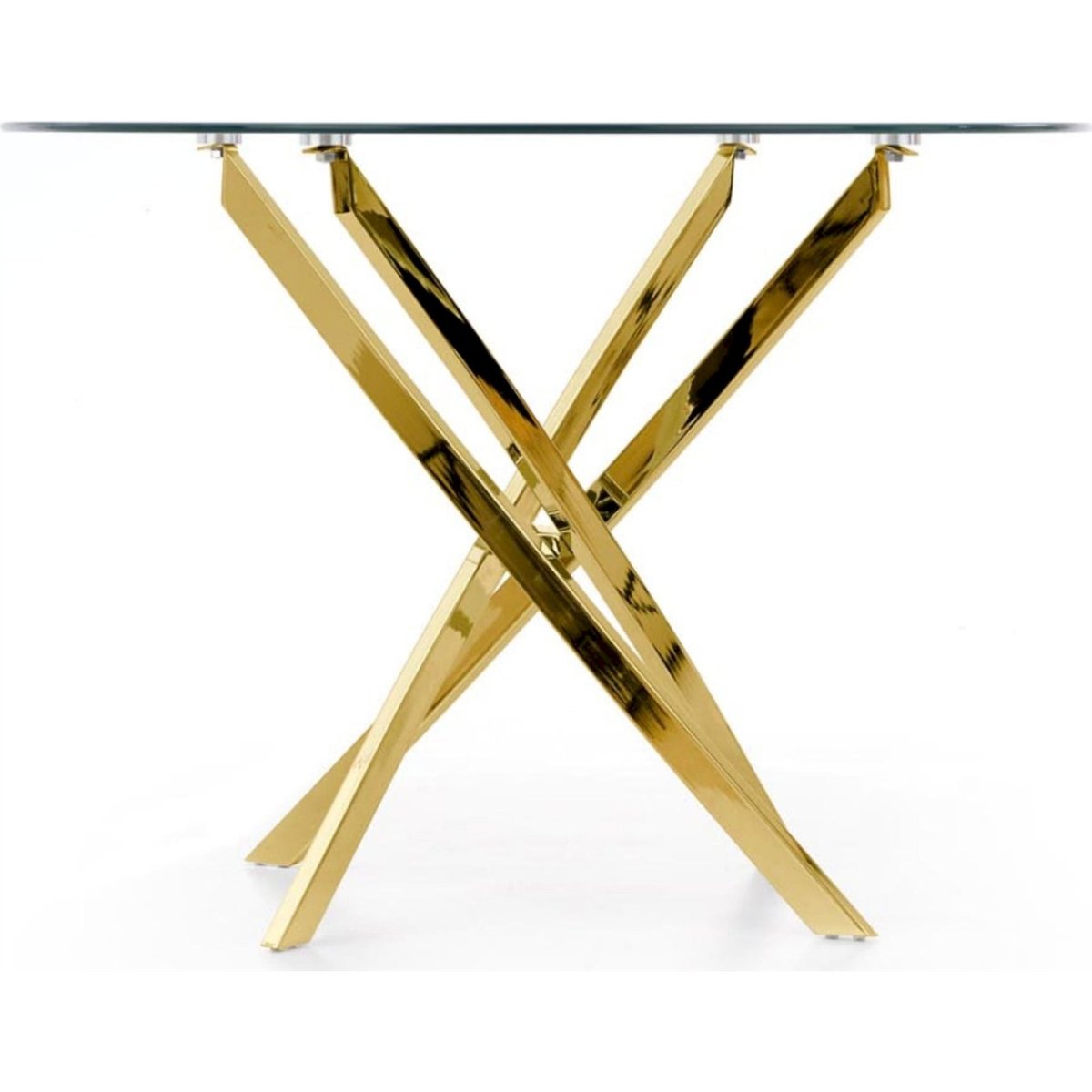 Table ronde en verre collection SAIME doré et transparent, RECOLLECTION