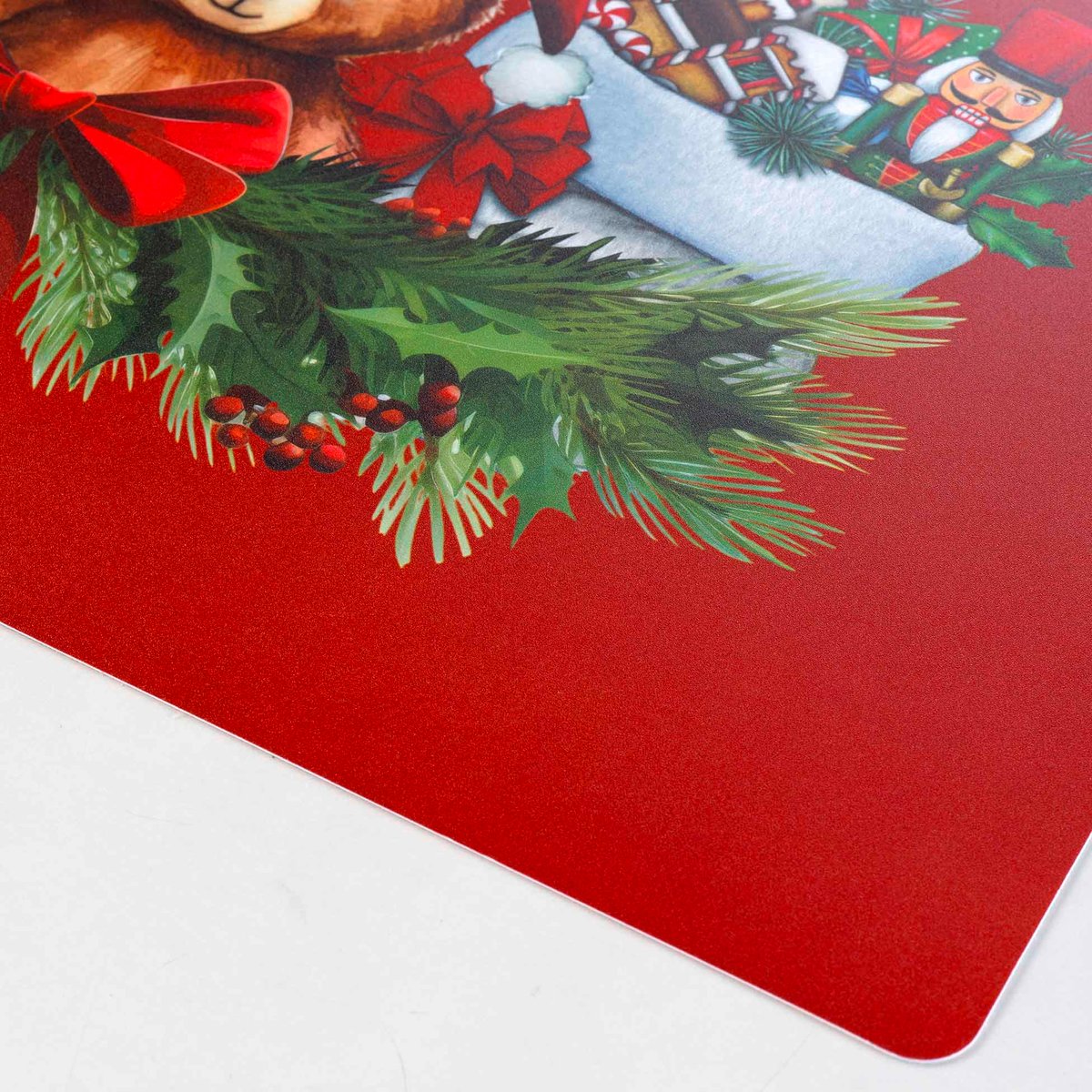 Set de table opaque Ourson et chaton de Noel rouge, EDEN