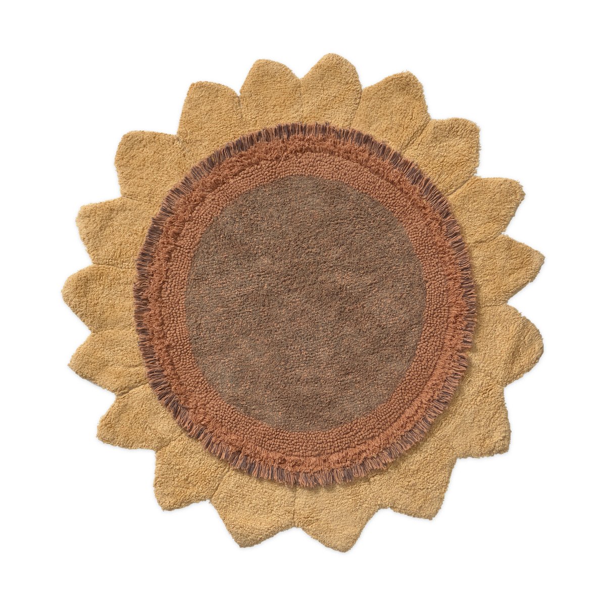 Tapis lavable Tournesol PETALS & PALS honey, gris foncé, châtaigne, caramel, brun terre, naturel, LORENA CANALS