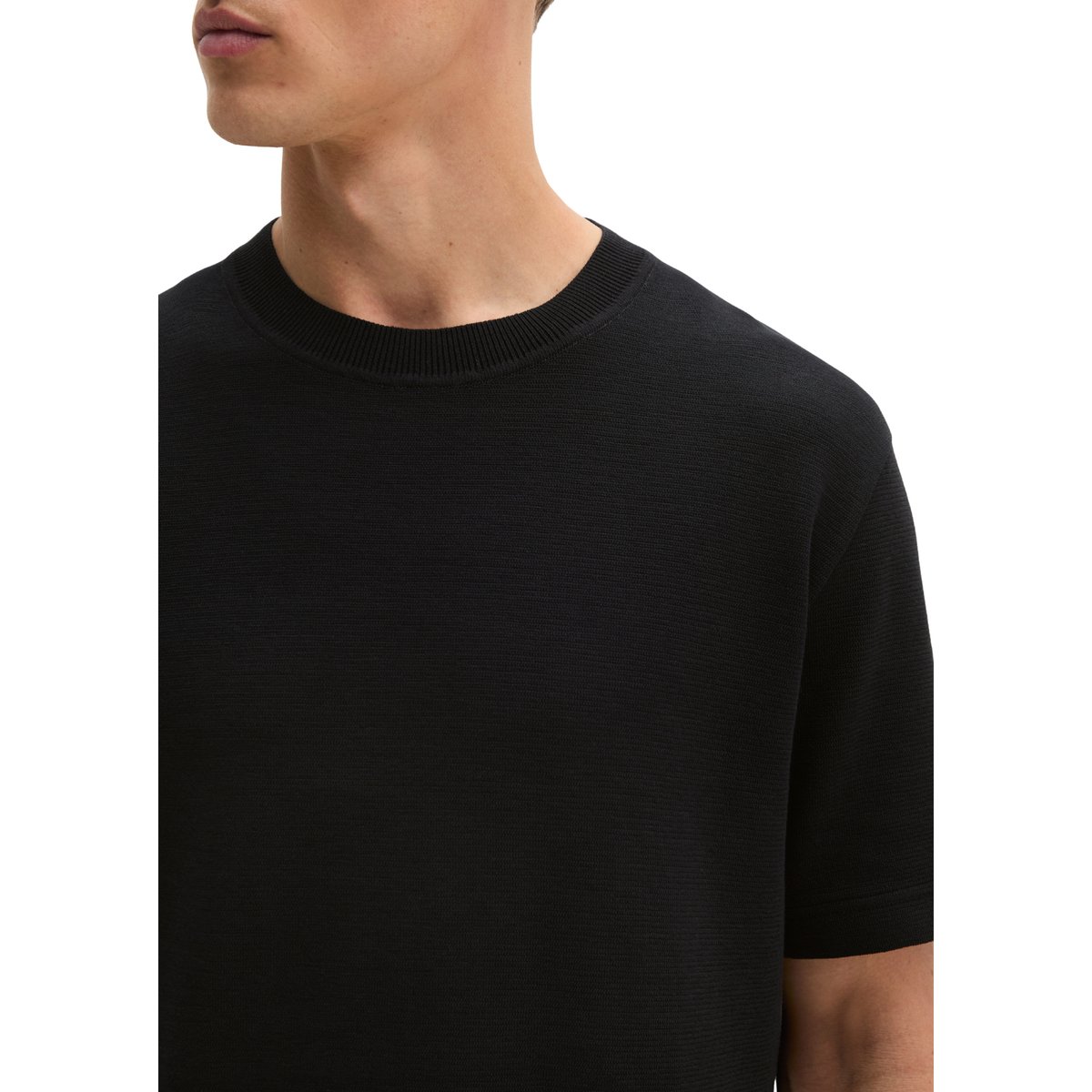 T-shirt ample en jersey de coton bio de poids moyen noir, MARC O'POLO