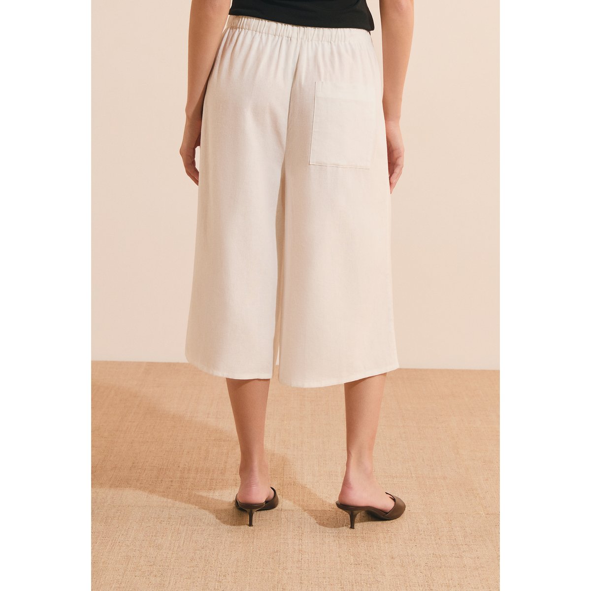 Jupe-culotte en lin mélangé BOLIVIO blanc, ETAM