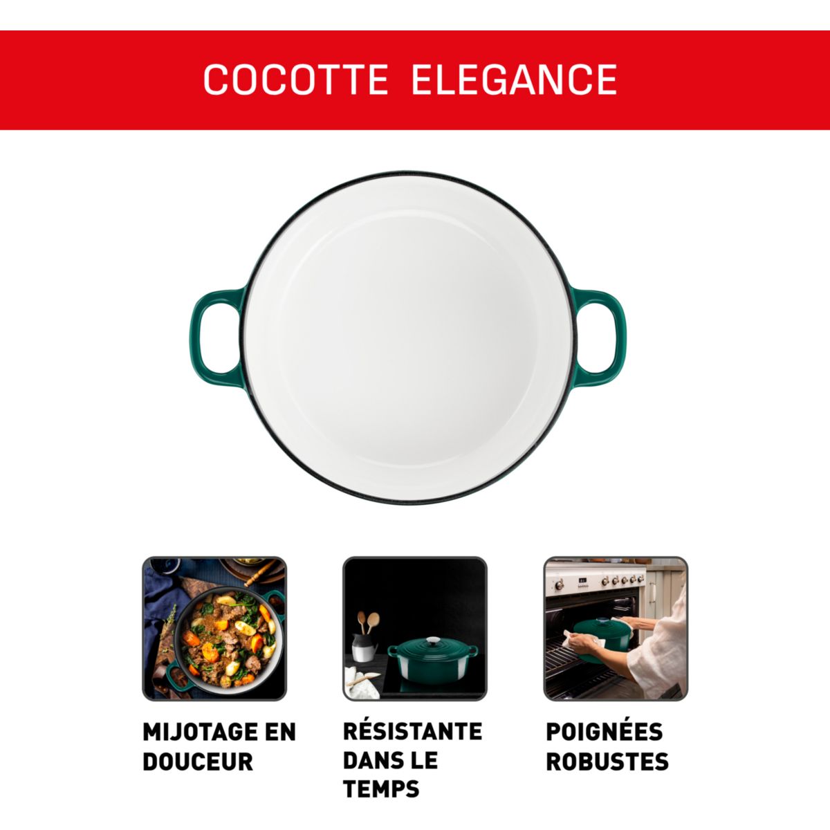 Cocotte ELEGANCE 24cm Vert Forest vert, TEFAL
