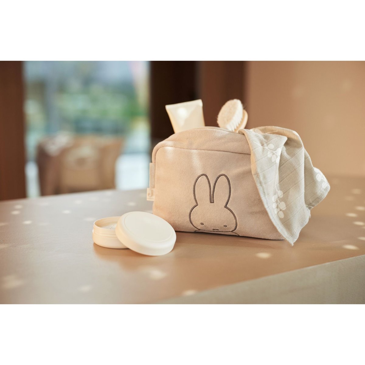 Trousse de toilette Miffy en éponge beige, noir, JOLLEIN