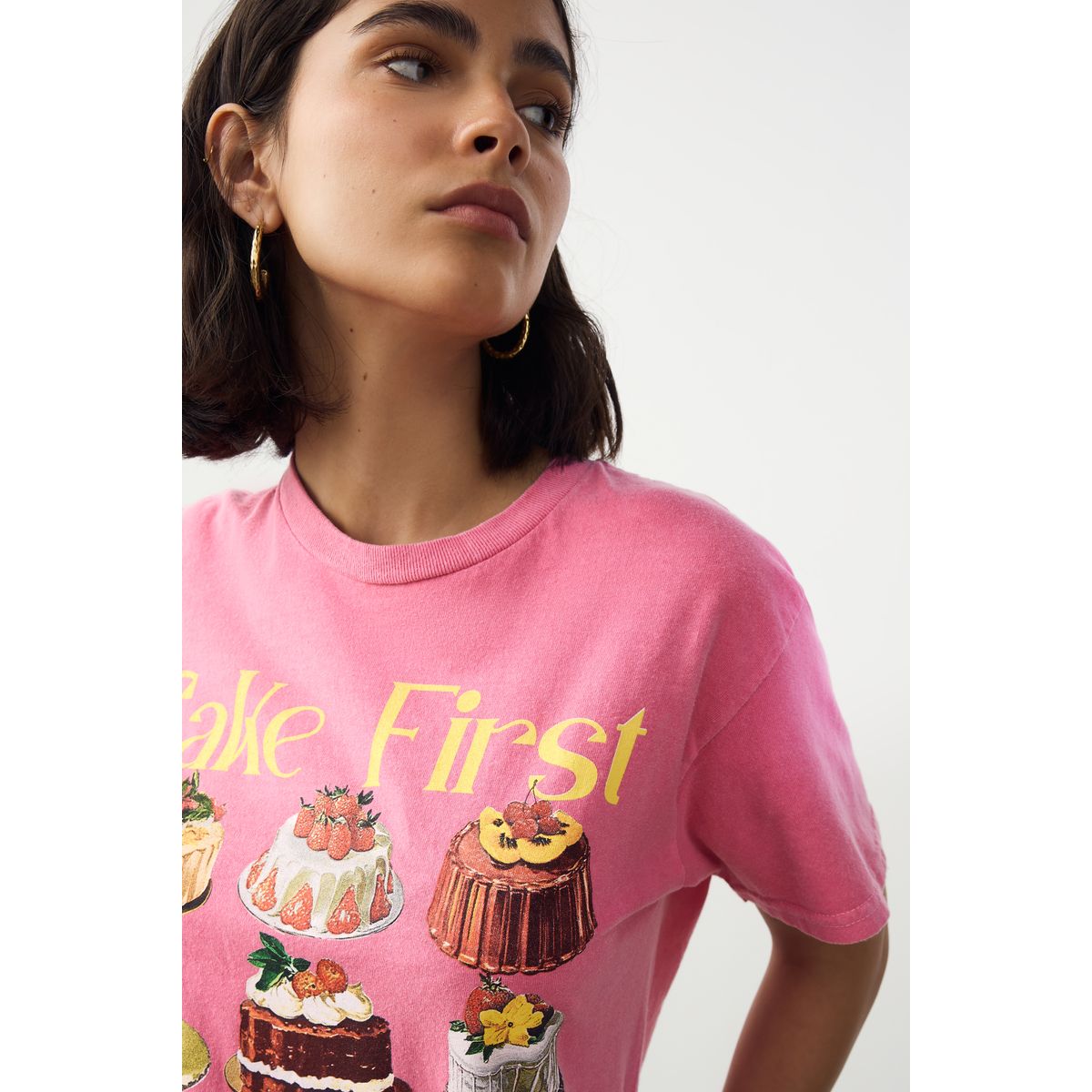 T-shirt ras du cou oversize à imprimé gâteaux framboise, NEXT