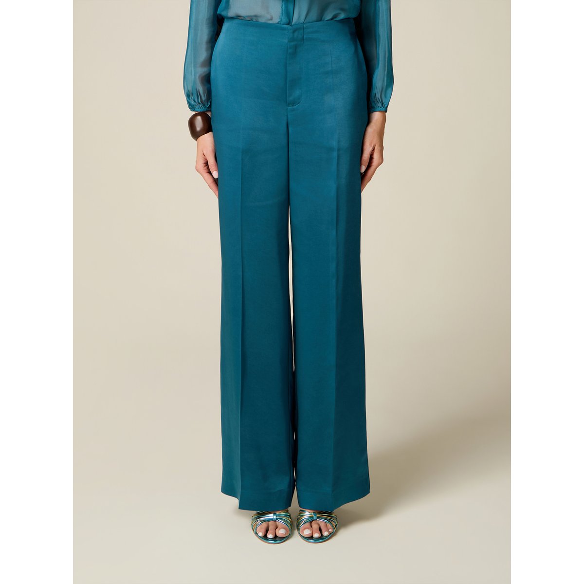 Pantalon palazzo petrol blue, OLTRE