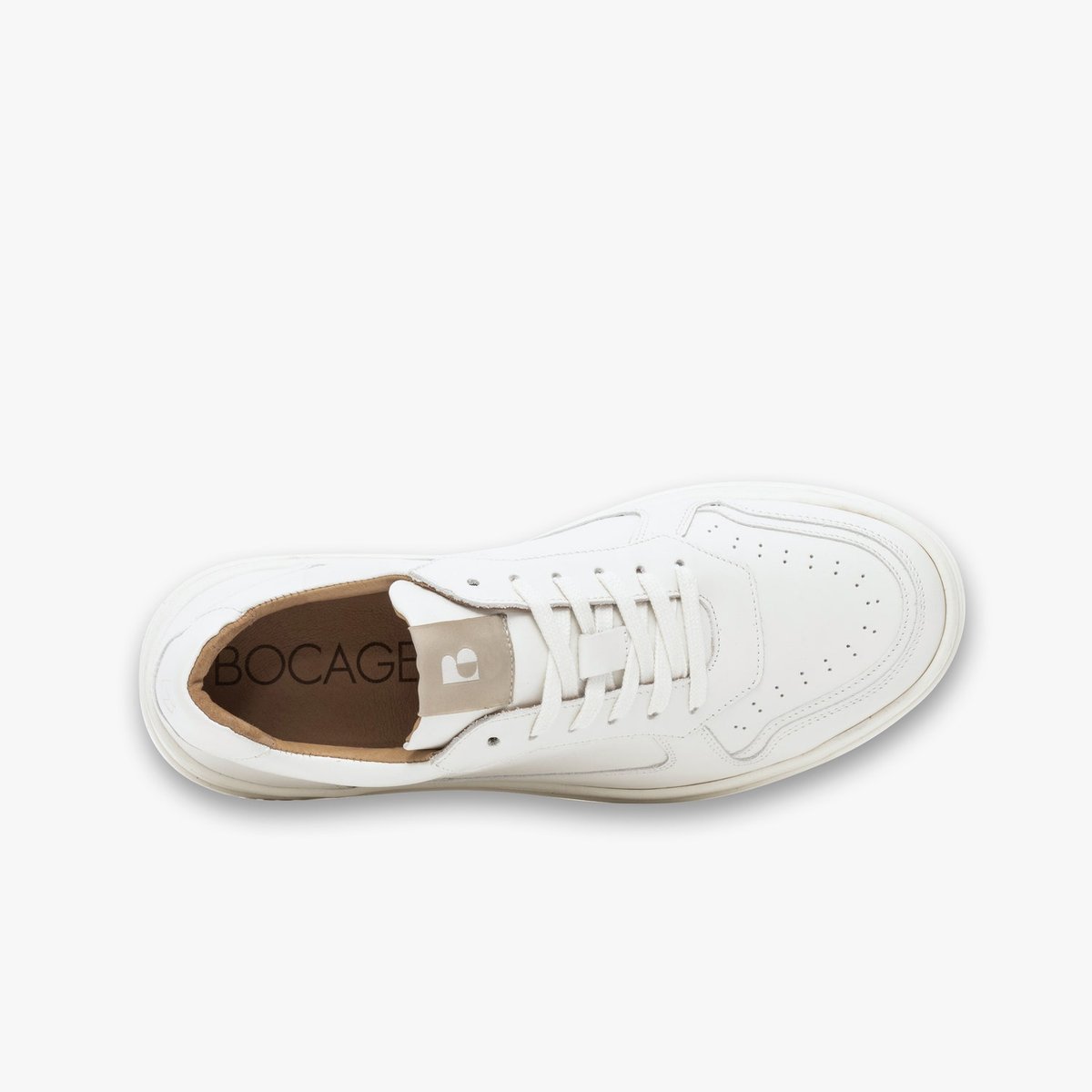 Basket en cuir NORMAN blanc, BOCAGE