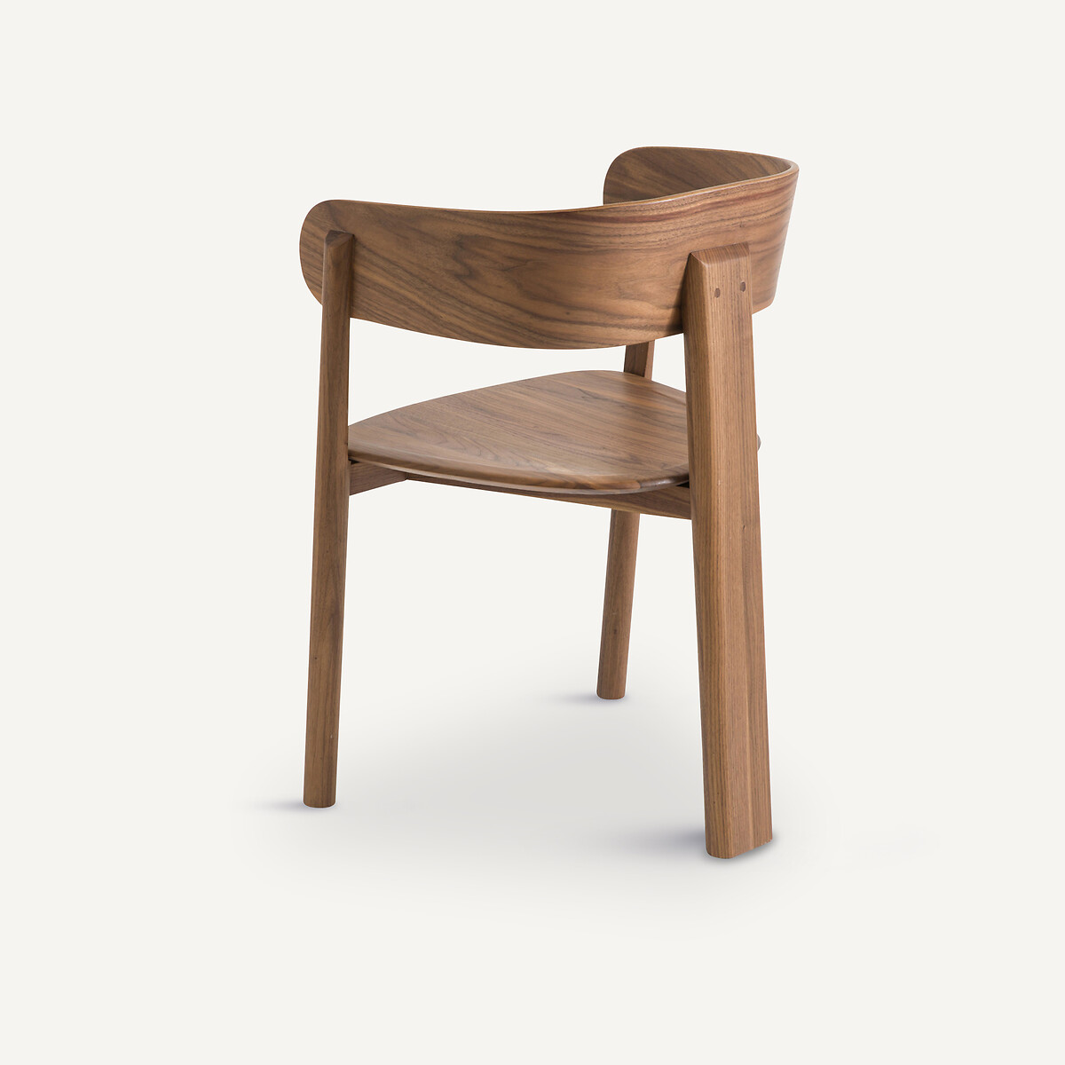 Fauteuil de table, en noyer massif et plaqué noyer, 3 pieds, MARAIS noyer, AM.PM X EMMANUEL GALLINA