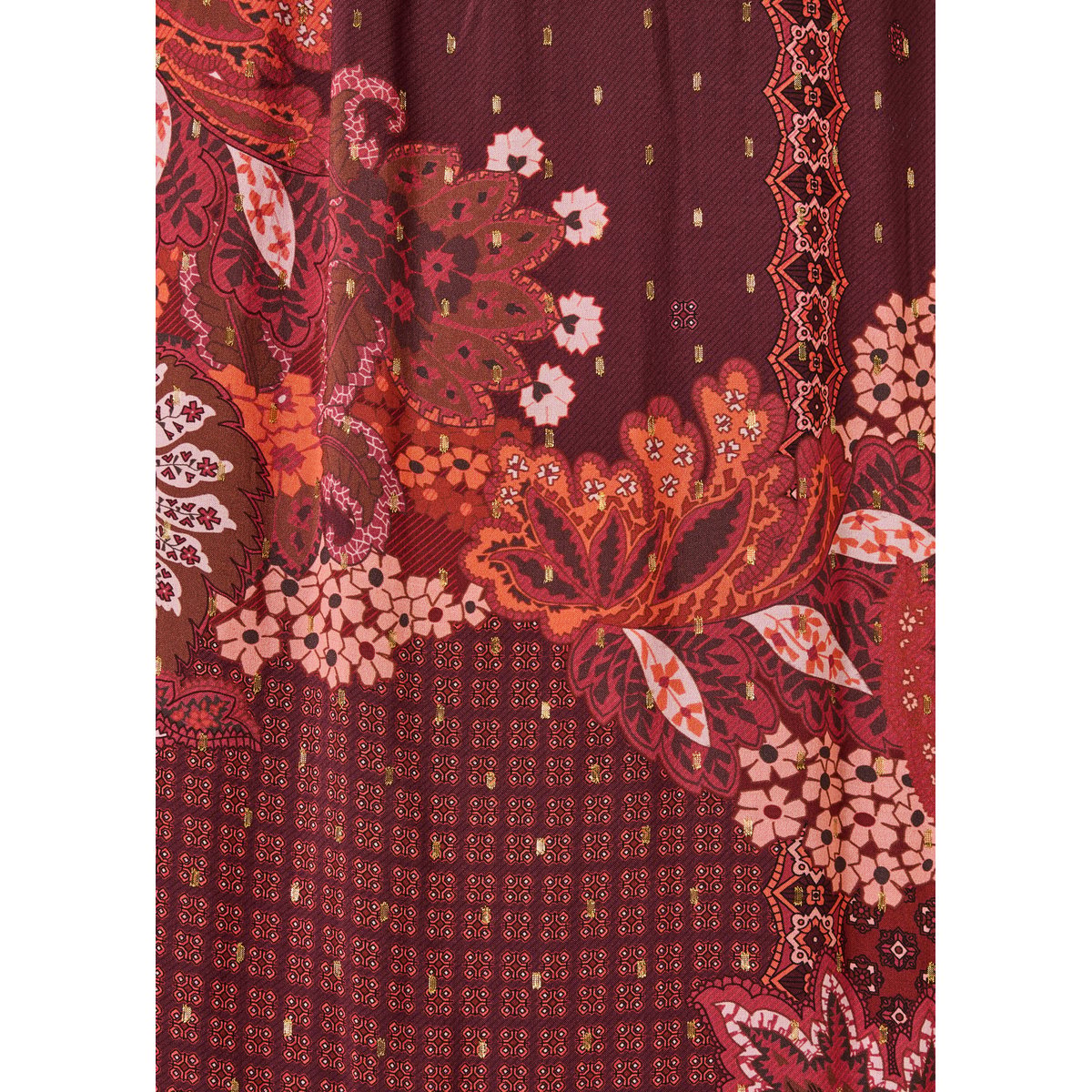 Robe manches longues encolure ronde à imprimé rouge, LA FEE MARABOUTEE