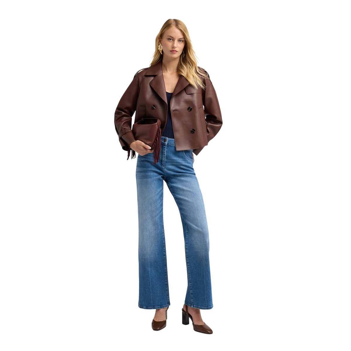 Jean large avec pli frontal bleu, MOTIVI