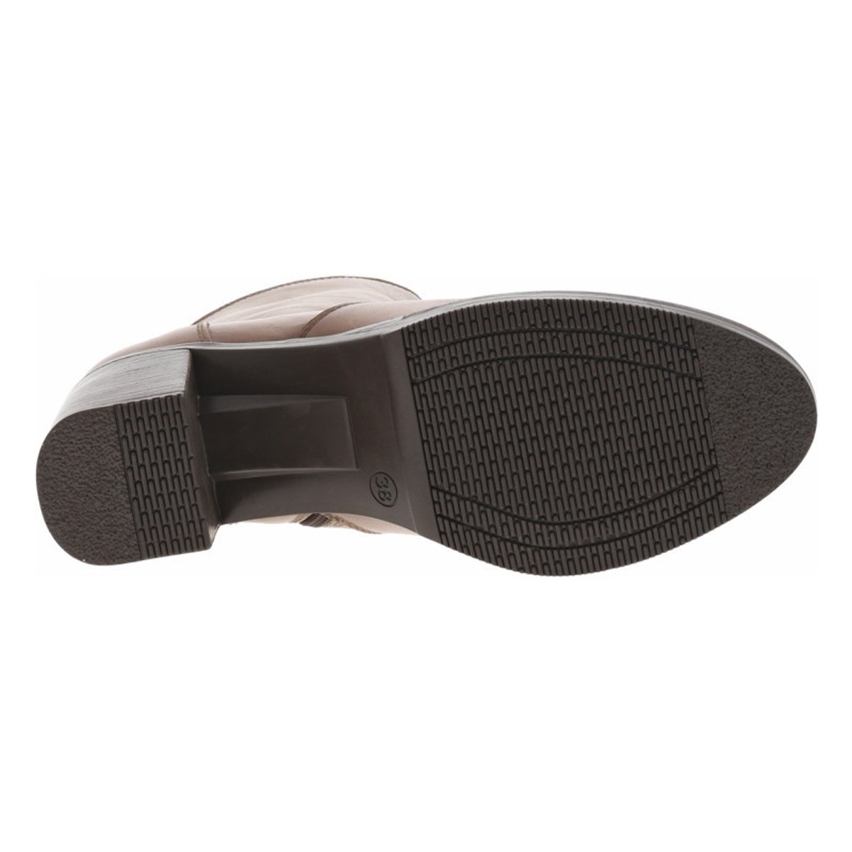 Boots en cuir noires à talon décroché moyen avec une trépointe cousue taupe, PORRONET