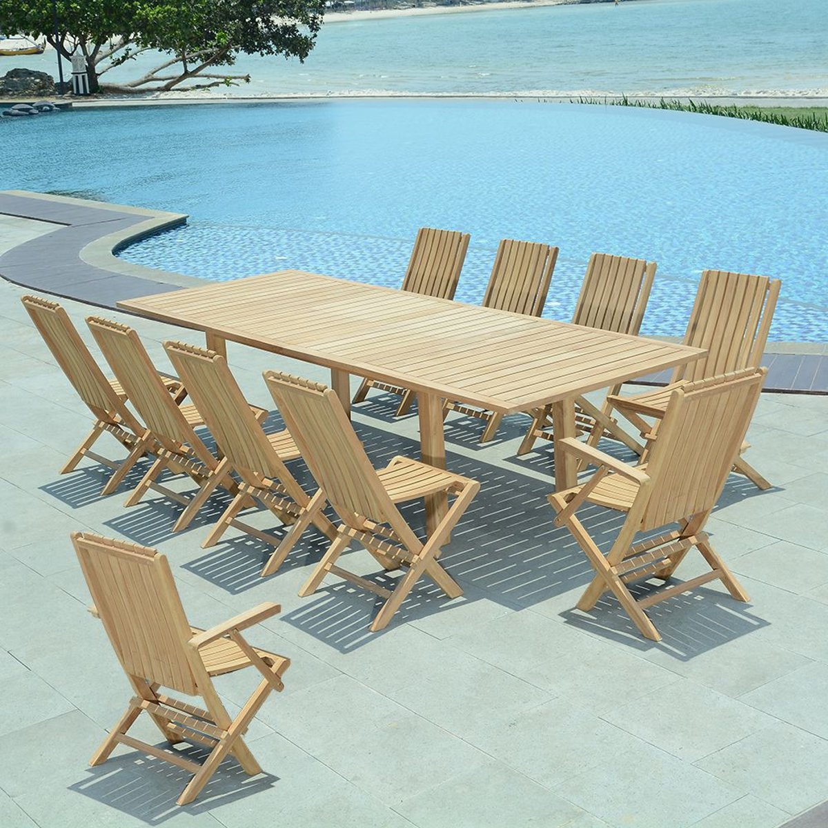 Fauteuils de jardin pliantes en teck massif (lot de 2) - KARIMUN naturel, TECK ATTITUDE