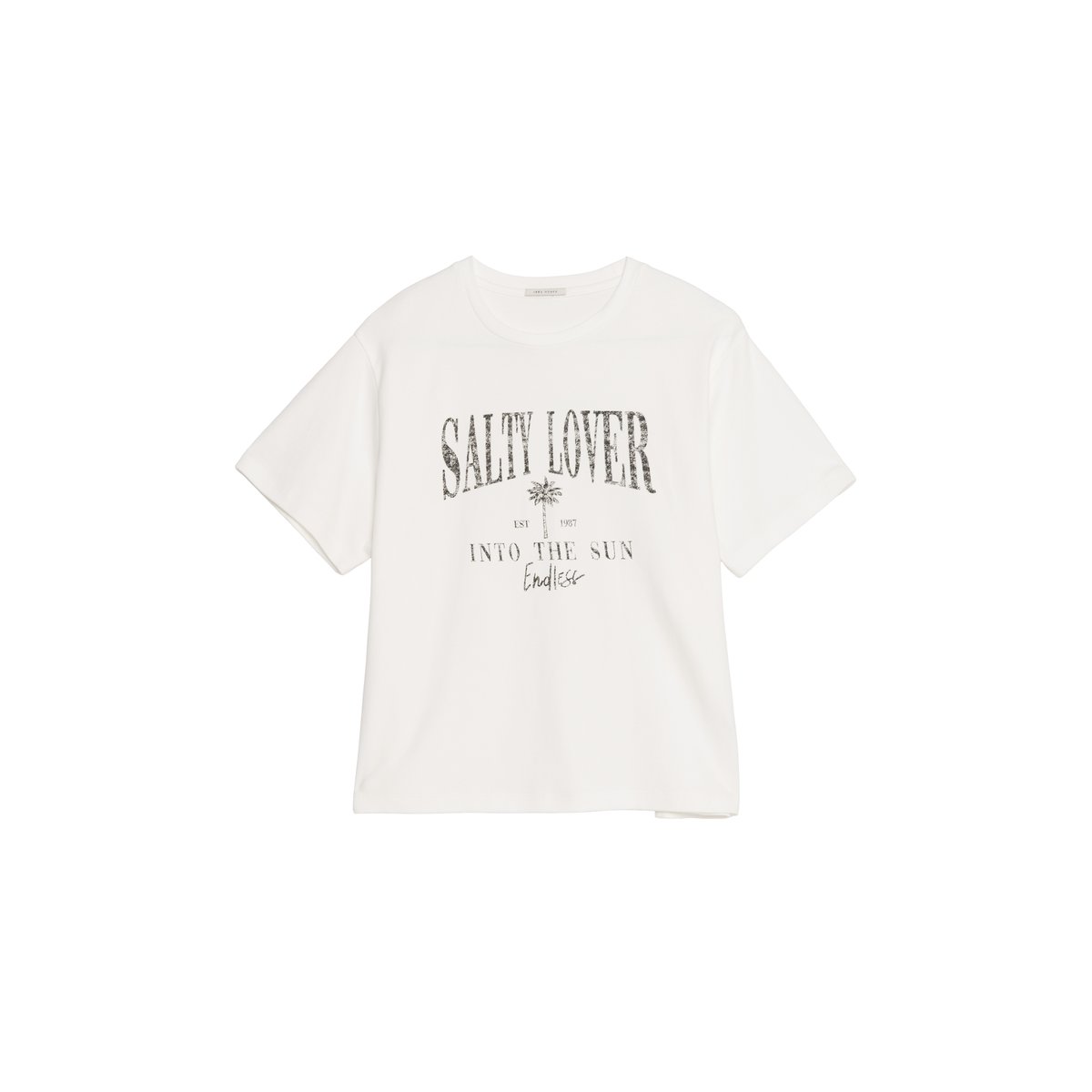 Tee-shirt col rond coton bio message ecru, IKKS