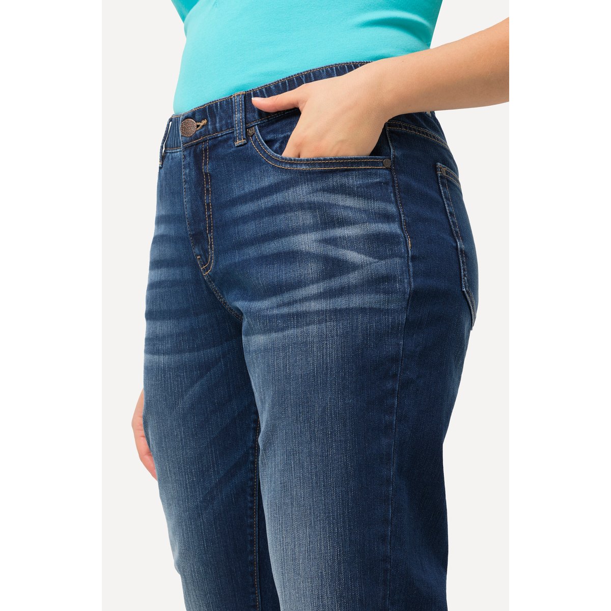 Jean boyfriend à 5 poches. Taille confortable bleu jean, ULLA POPKEN