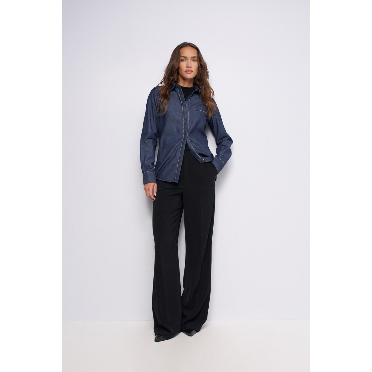 CHEMISE EN DENIM AVEC STRASS bleu foncé, SALSA JEANS