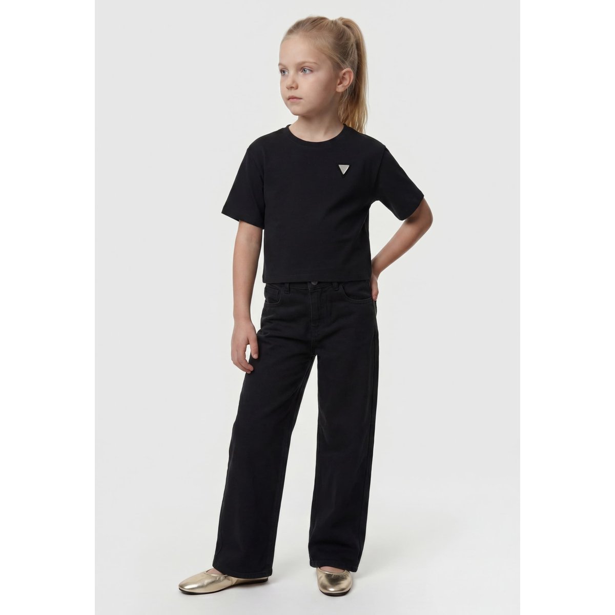 Pantalon Denim Wide-Leg noir, GUESS KIDS
