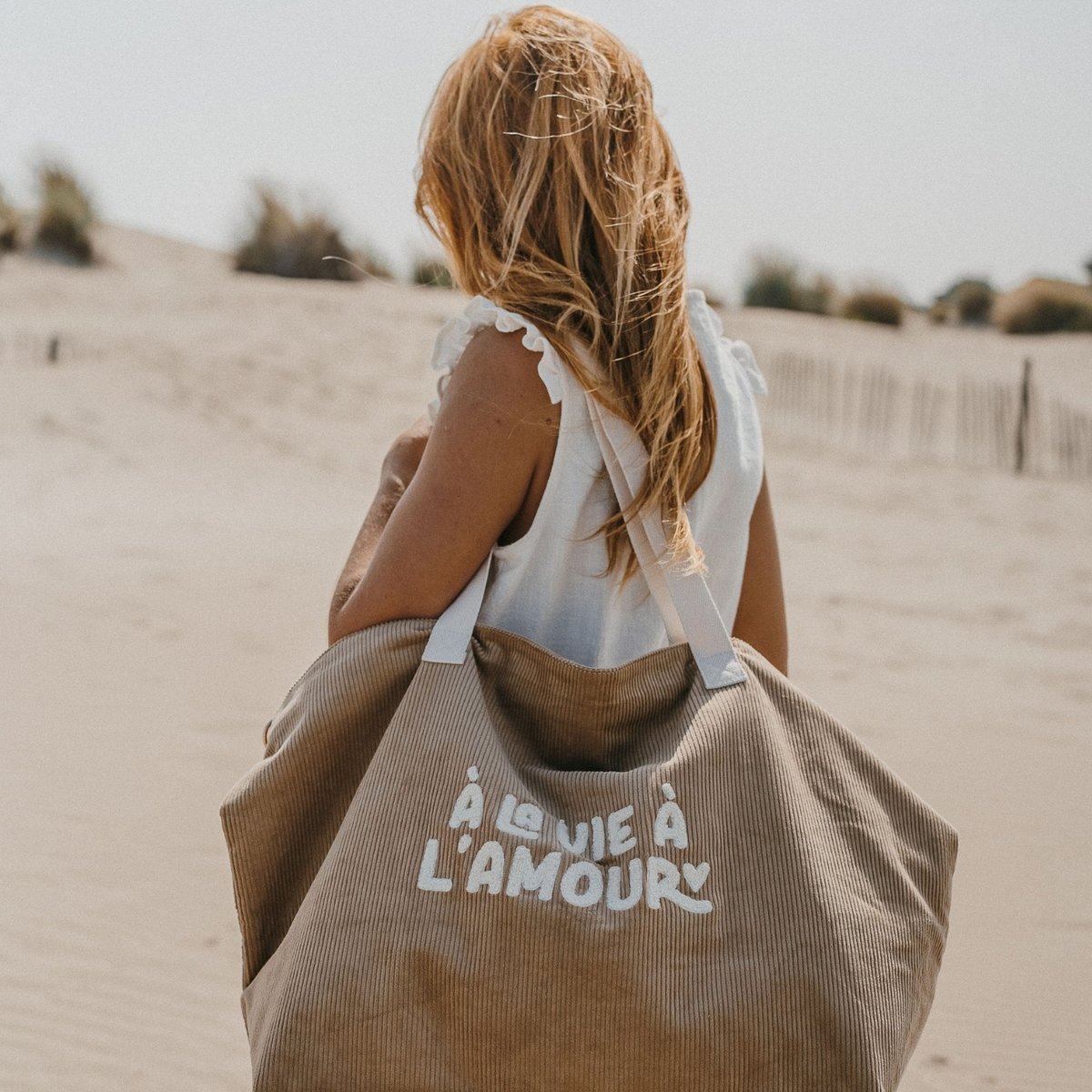 Sac cabas XL velours beige, ZAKUW