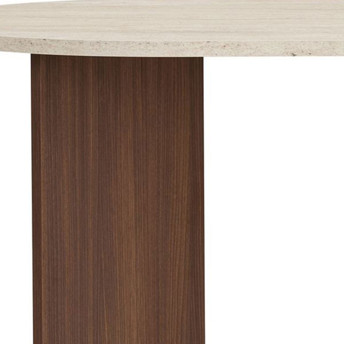 Table à manger 8 personnes ovale en bois et effet travertin- SAM beige, DRAWER