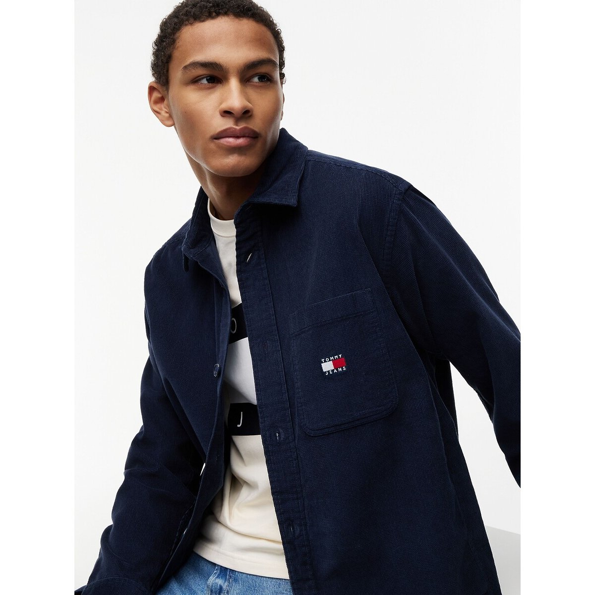 Surchemise en velours côtelé bleu marine, TOMMY JEANS