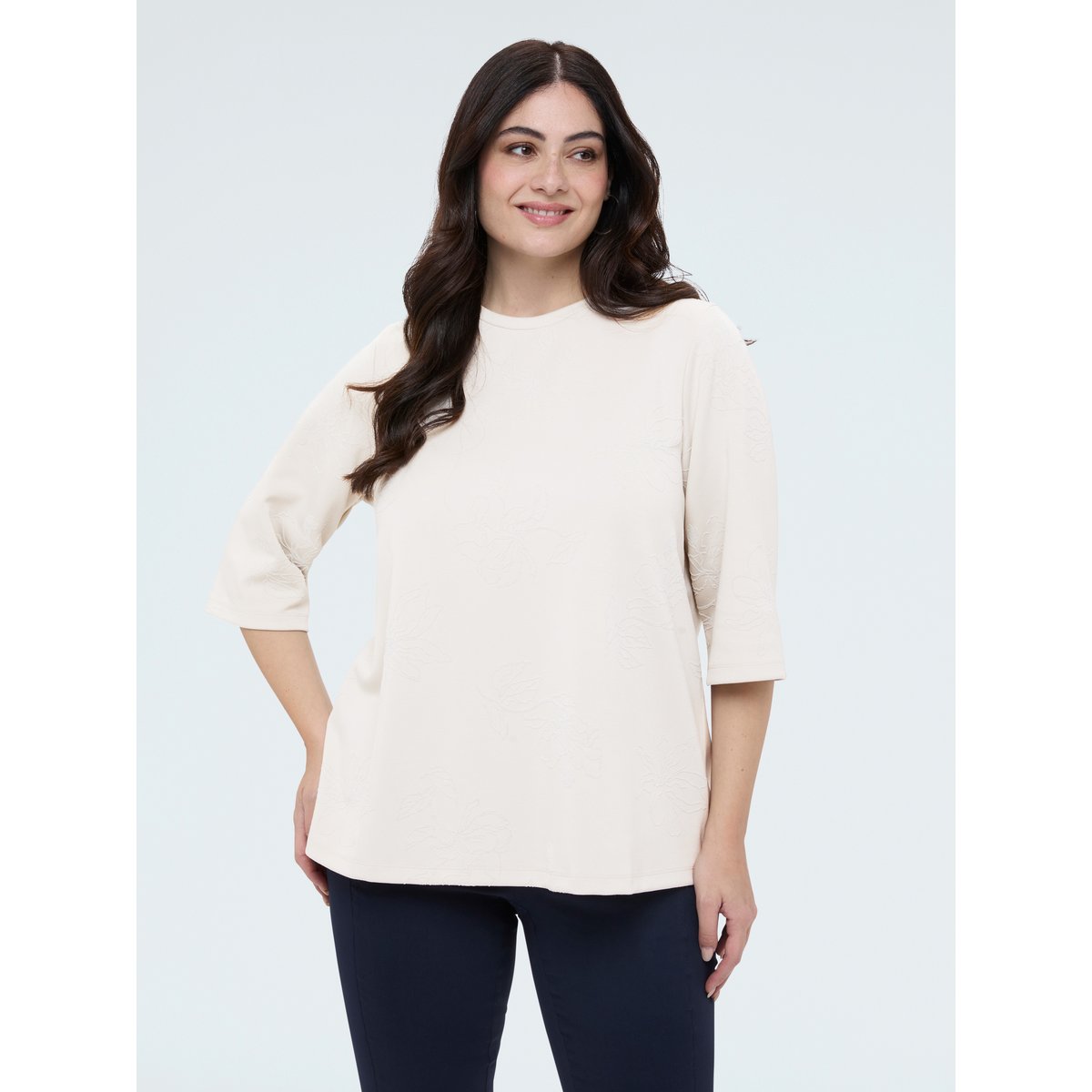 Sweat en scuba avec broderie florale blanc, FIORELLA RUBINO