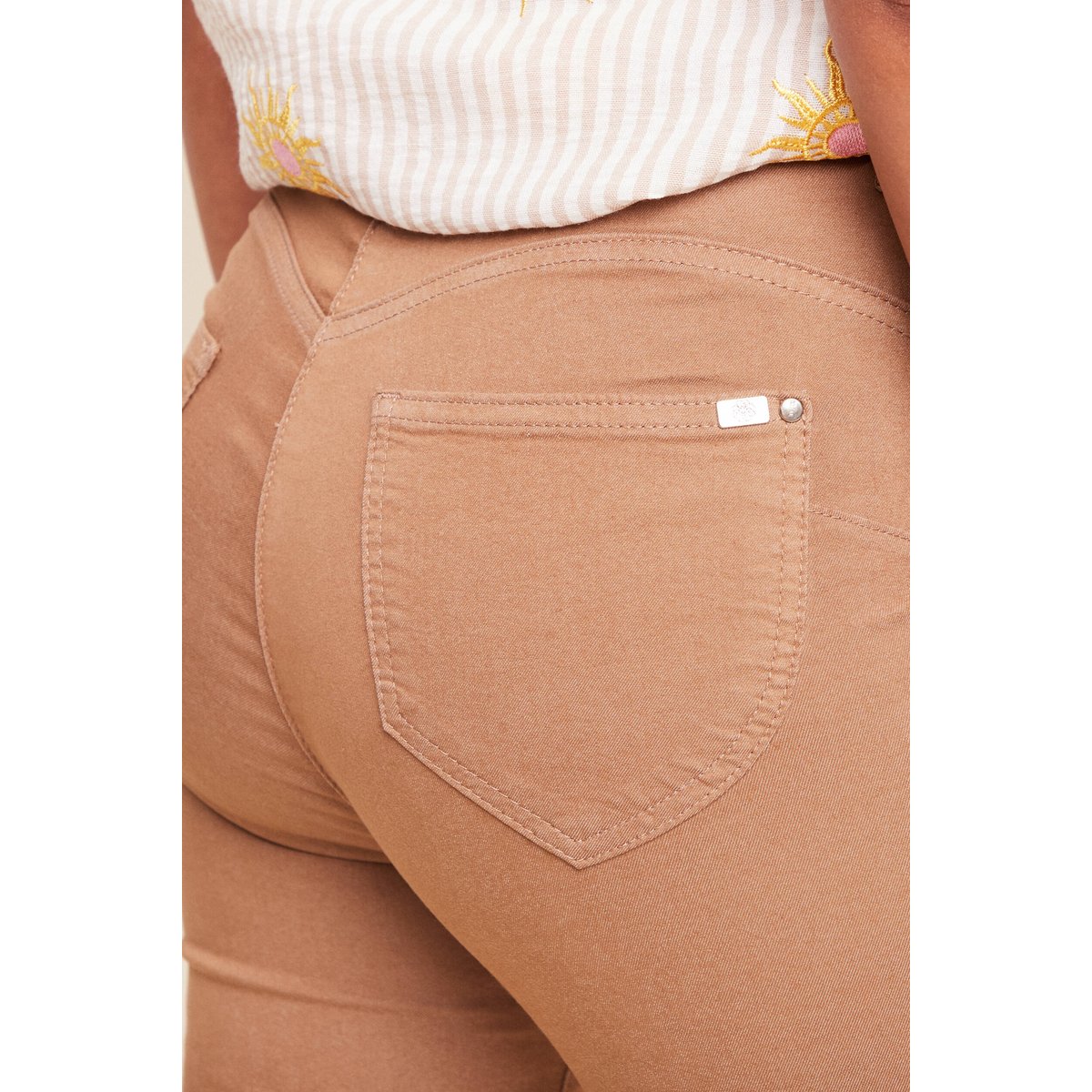 Pantalon léger taille haute 7/8ème marron, BREAL