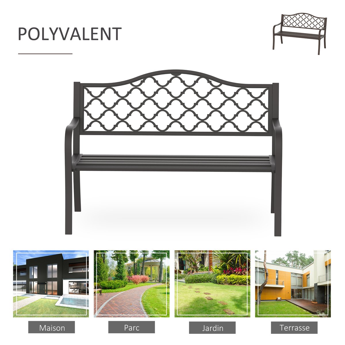 Banc de jardin Métal Brun brun, OUTSUNNY