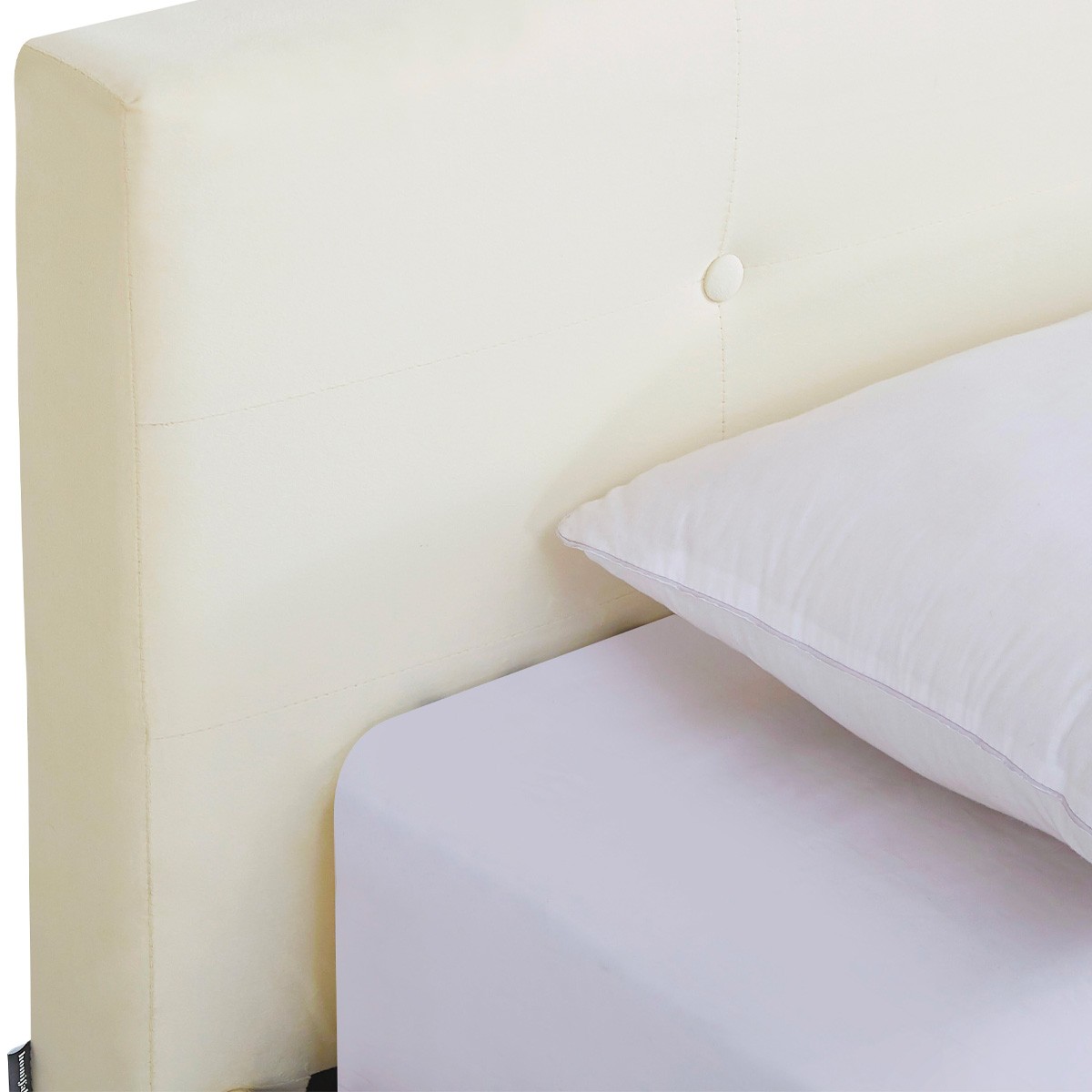 Lit avec tête de lit en velours - MILO beige, HOMIFAB
