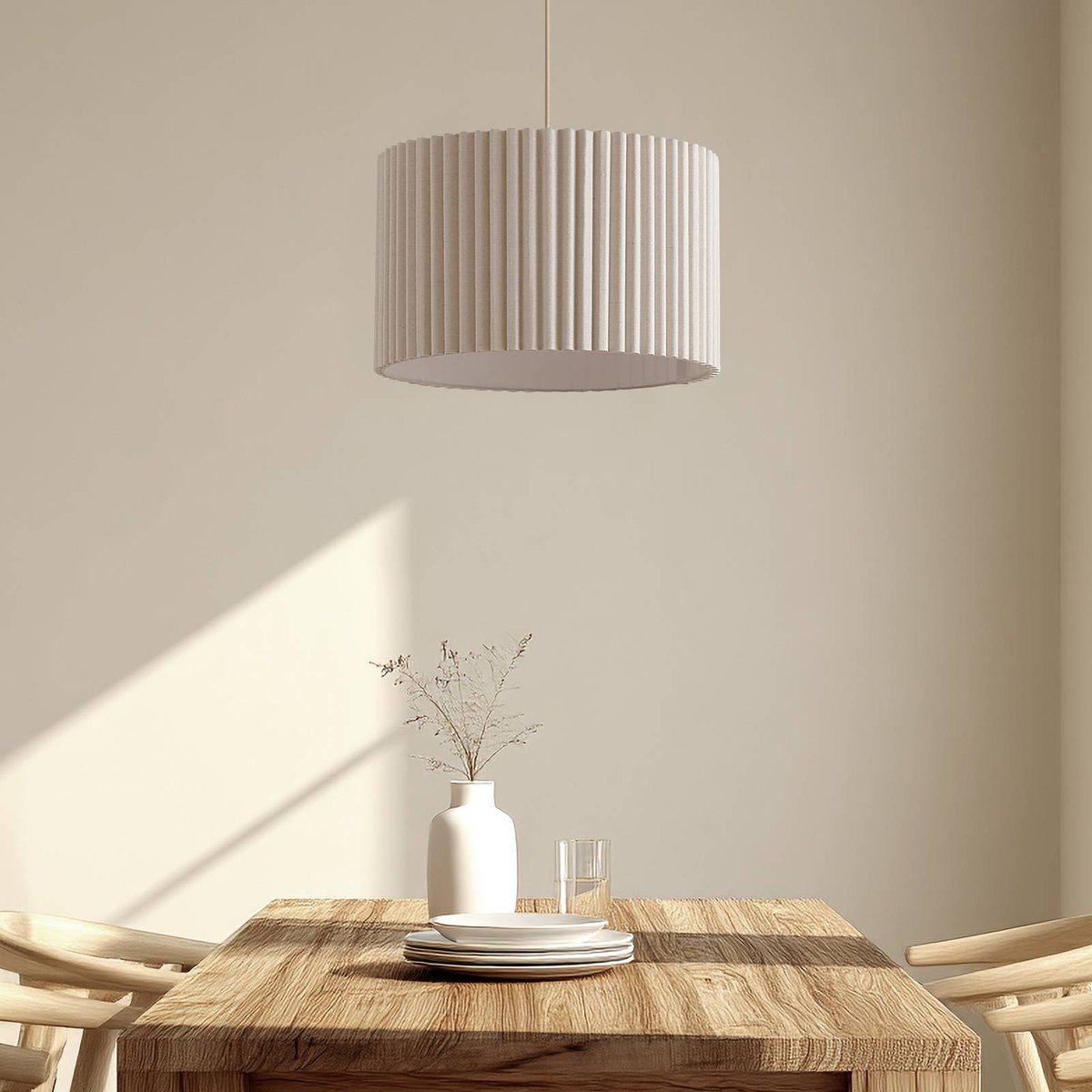 Suspension en textile scandinave, Libbie couleur crème, LINDBY