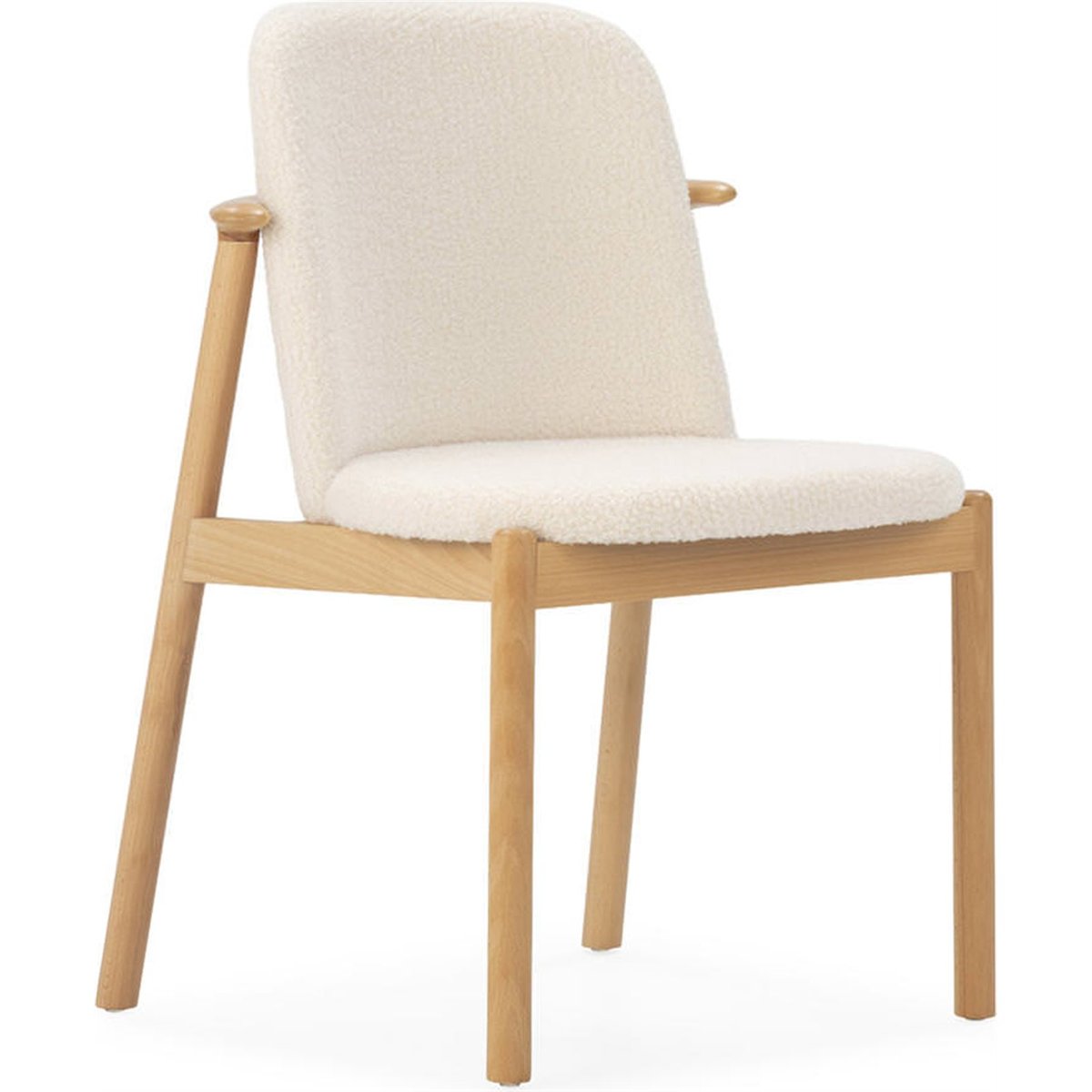 Chaise en hêtre et tissu bouclé naturel et blanc, RECOLLECTION
