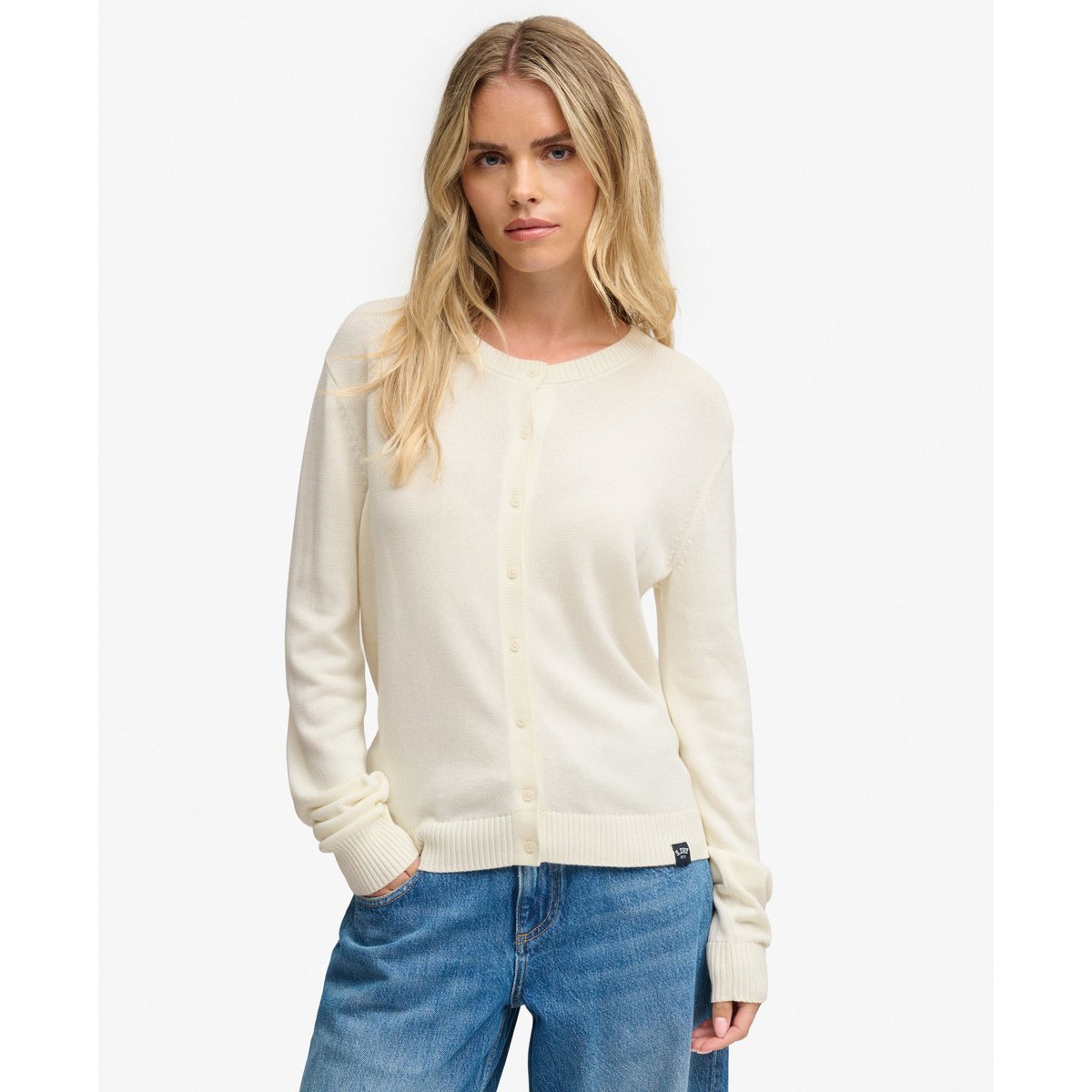 Cardigan Athletic Essentials Coupe Décontractée blanc cassé, SUPERDRY