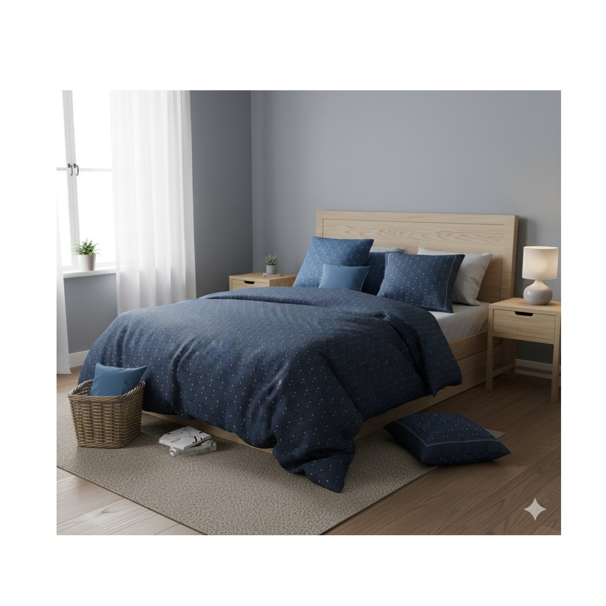 Parure de lit Geometrique Azura bleu, EDEN
