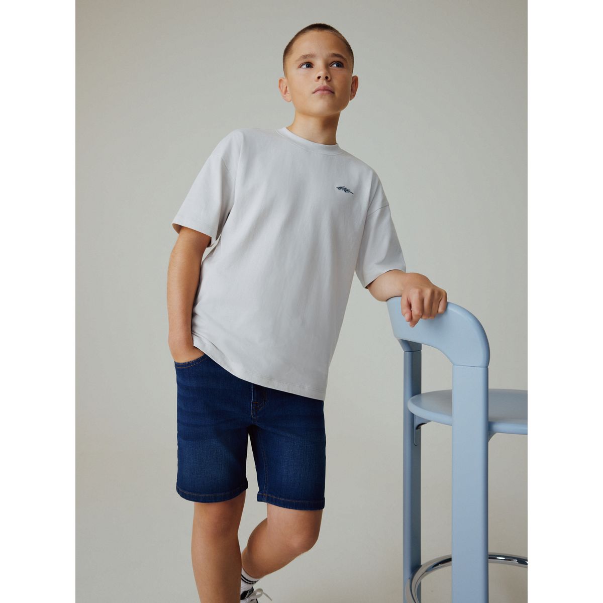 Short en denim bleu foncé, NEXT