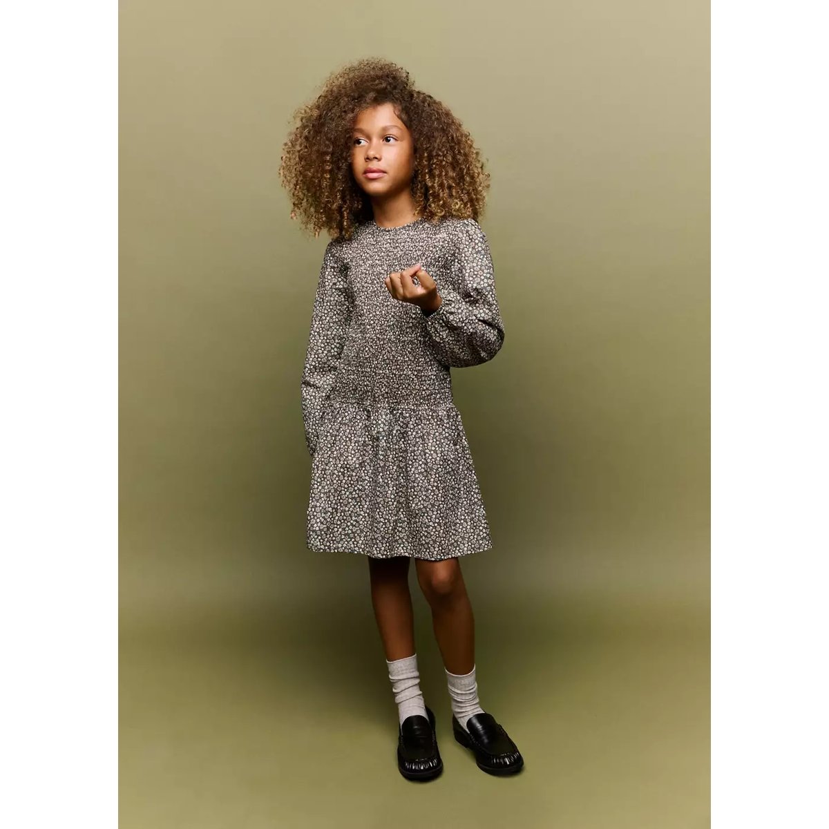 Robe à fleurs marron, MANGO KIDS